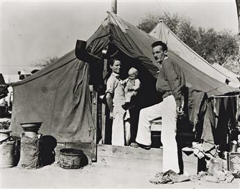 DOROTHEA LANGE (1895 - 1965) Tom Collins and the Walter Packard Family * The Grapes of Wrath billboard. Circa 1935 & 1939; printed circ